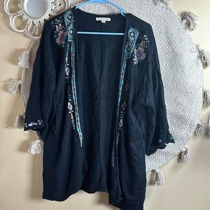 Black American Eagle kimono cardigan with floral print